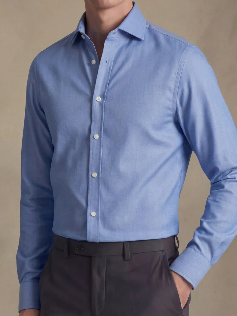 Easy-iron plain white poplin shirt