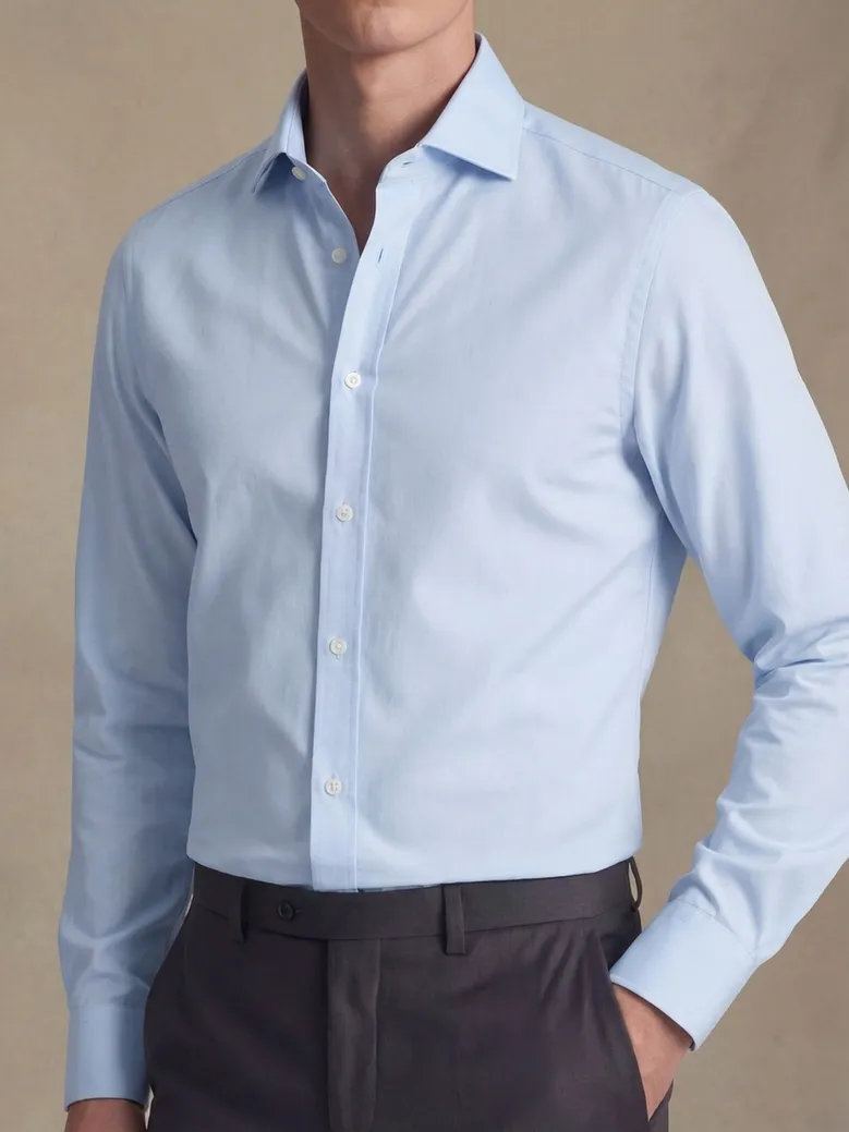 Easy-iron plain white poplin shirt
