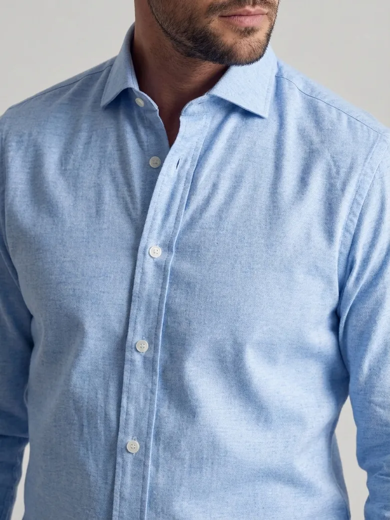 Easy-iron plain white poplin shirt