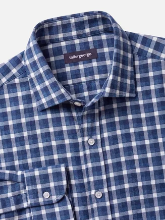 Navy blue plaid flannel shirt