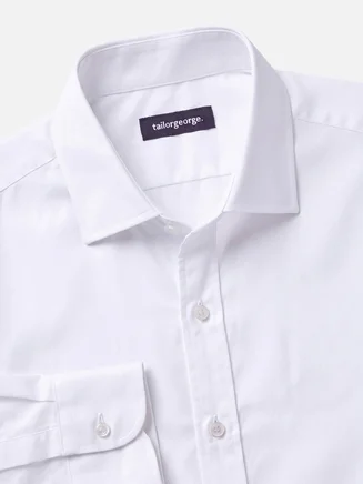 Easy-iron plain white twill shirt