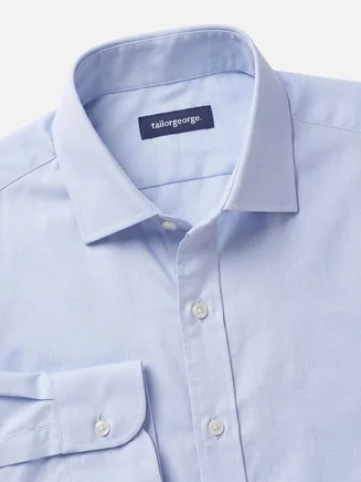 Easy-iron light blue plain pinpoint shirt