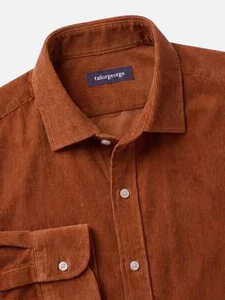 Orange plain corduroy shirt