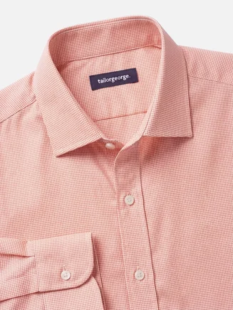 Easy-iron orange checked twill shirt