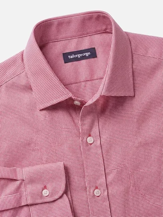 Easy-iron red checked twill shirt