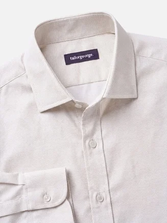 Easy-iron plain beige twill shirt