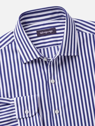 Blue striped poplin shirt