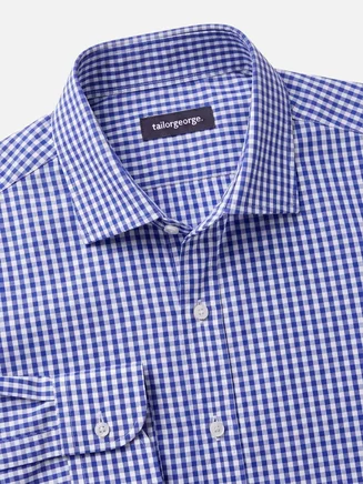 Blue checked poplin shirt