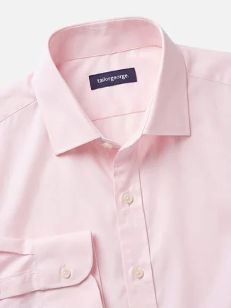 Easy-iron pale pink plain poplin shirt