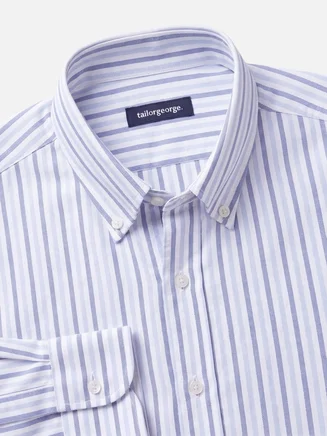 Heavyweight American Oxford shirt with sky blue stripes