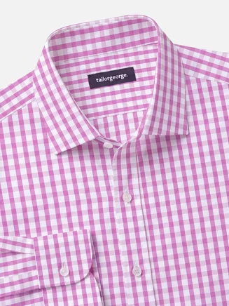 Pink checked poplin shirt