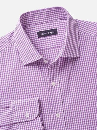 Purple checkered poplin shirt