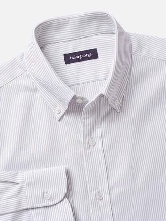 Light gray striped heavyweight American Oxford shirt