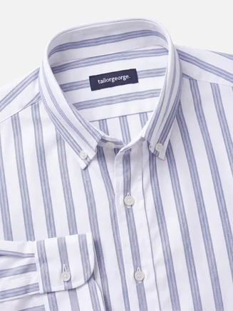 Heavyweight American Oxford shirt with blue stripes