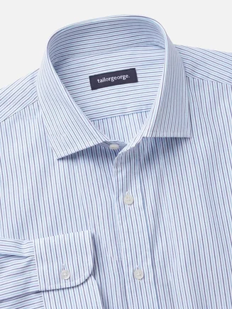 Sky blue striped poplin shirt