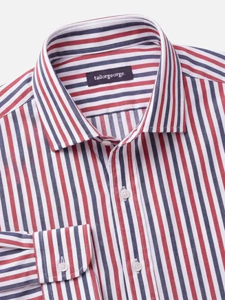 Blue striped poplin shirt