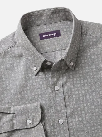 Lightweight grey flannel shirt with pattern
