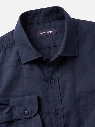 Plain navy blue linen shirt
