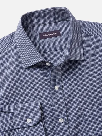 Navy blue checked linen shirt