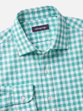 Green checked linen shirt