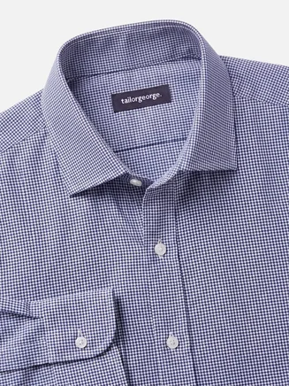 Navy blue checked twill shirt