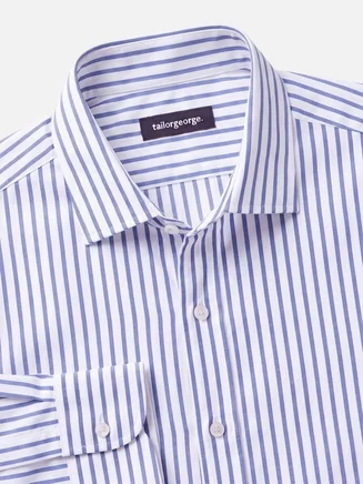 Blue striped end-on-end shirt
