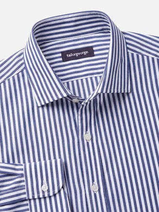 Blue striped poplin shirt