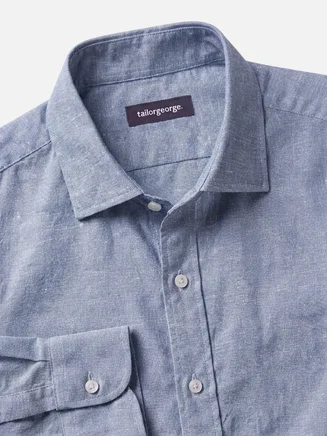 Plain blue linen shirt