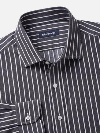Anthracite gray striped poplin shirt