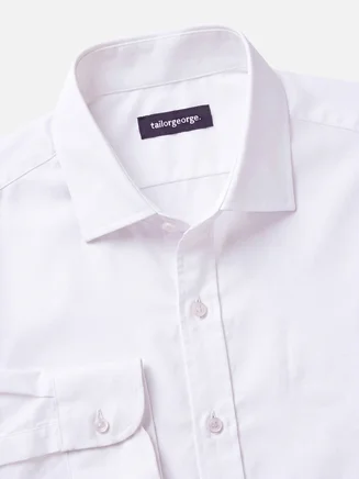 Plain white stretch poplin shirt