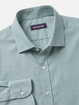 Plain green easy-iron end-on-end shirt
