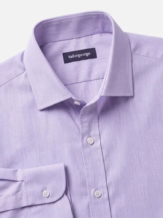 Plain purple easy-iron end-on-end shirt