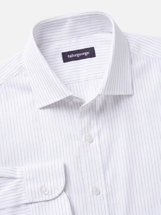 Easy-iron gray striped poplin shirt