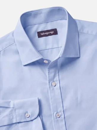Plain sky blue wrinkle-free twill shirt