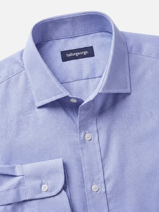 Plain blue dobby shirt