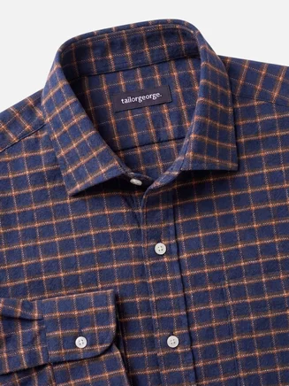 Navy blue plaid thick flannel shirt