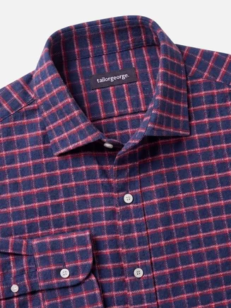 Navy blue thick flannel shirt with red checks