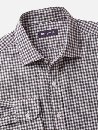 Flannel shirt with small brown checks