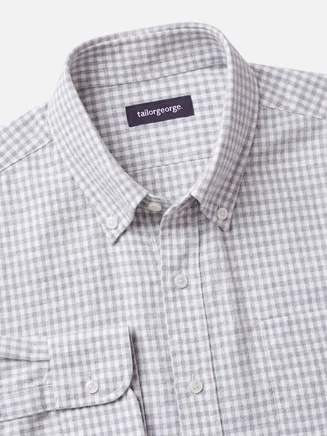 Flannel shirt with small gray checks