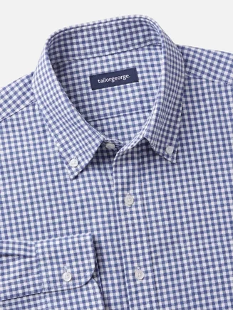Flannel shirt with small blue checks