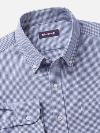 Blue mini-plaid flannel shirt