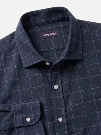 Flannel shirt with large blue checks