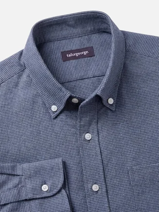 Blue mini-plaid Flannel Shirt