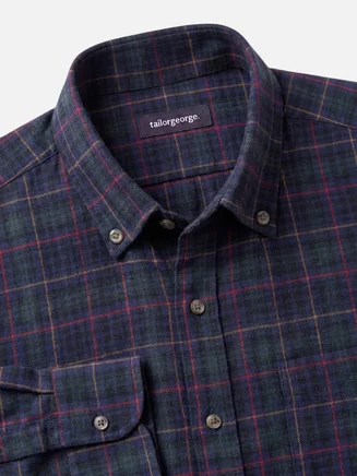 Green and blue tartan thick flannel shirt