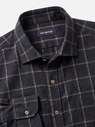 Dark grey plaid flannel shirt