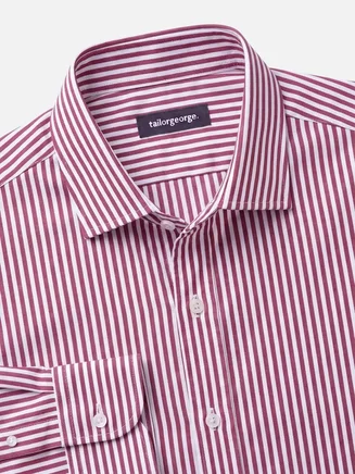 Easy-iron red striped twill shirt