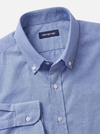 Solid blue sport Oxford shirt