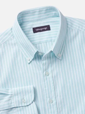 Striped turquoise blue Oxford Shirt