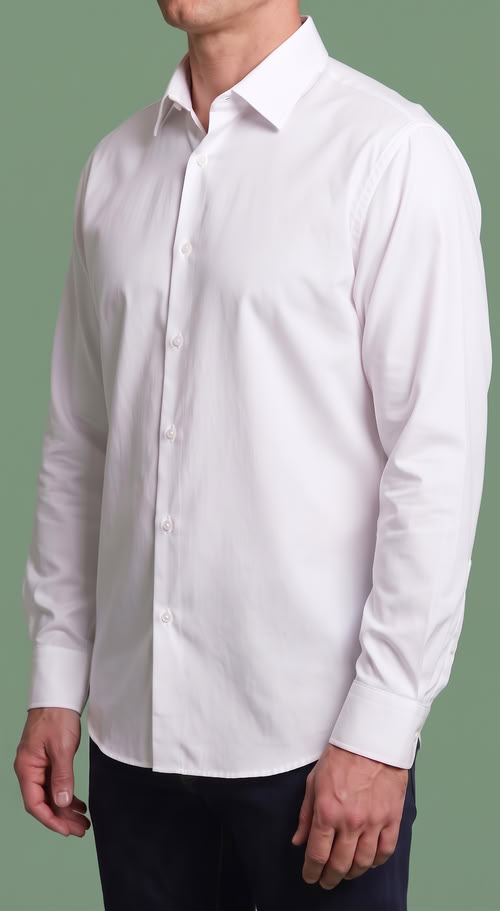 Easy-iron plain white poplin shirt
