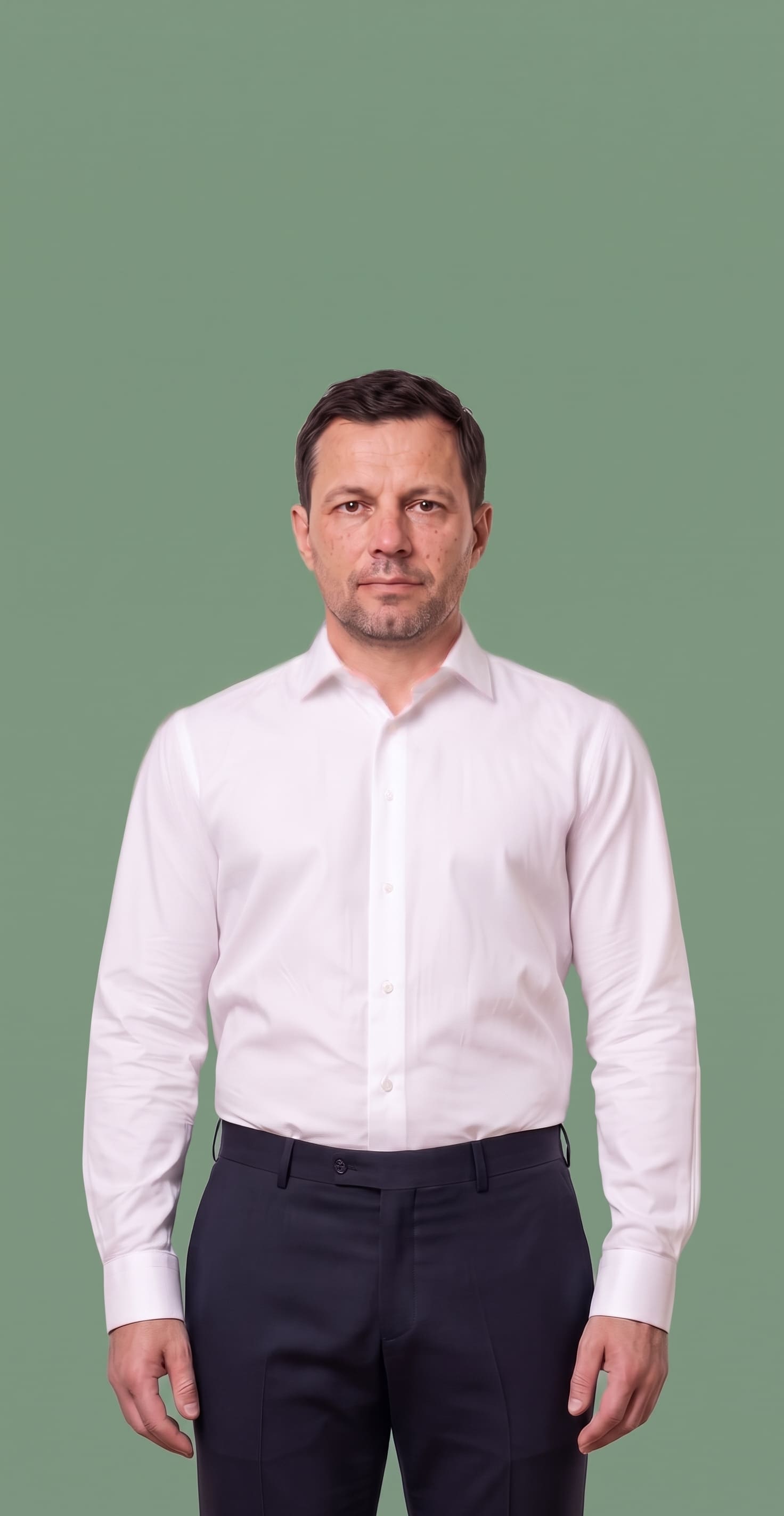 Easy-iron plain white poplin shirt